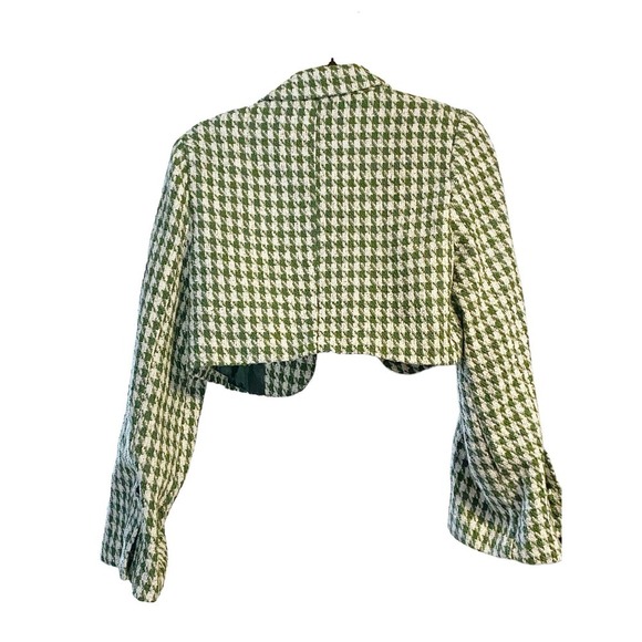 Cider -Vintage inspired green and white houndstooth cropped jacket XL - Picture 2 of 7